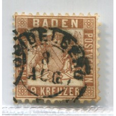 ALEMANIA 1862 ESTADO DE BADEN Yv 19 ESTAMPILLA CLASICA DE GRAN CALIDAD 35 EUROS